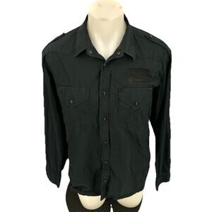 G-Star Raw XXL Men Shirt Button Up Slim Fit Denim Full Zip Snap 64-9